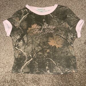Girls' Camo Tee with Pink Trim